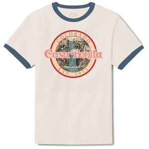 NWT Casa Bonita Cream Vintage Waterfall Ringer T-Shirt Small